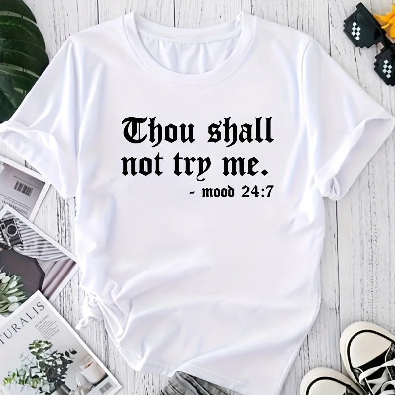 Thou Shall Not Try Me T-Shirt Summer Women Tracksuit Short Sleeve Tops Casual Breathable Sportswear Harajuku Fashion Streetwear