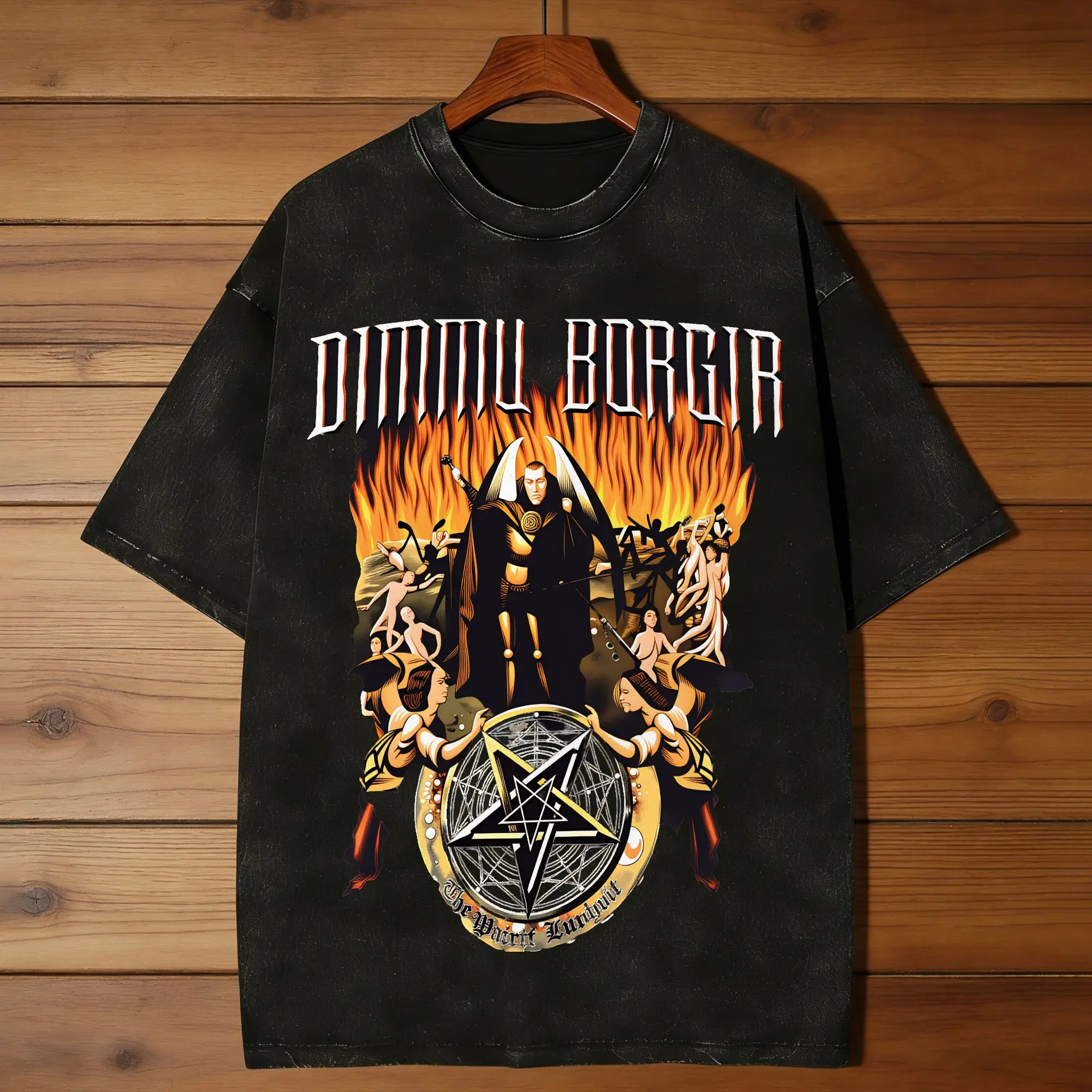 Dimmu Borgir Band Men's T Shirt Washed  Novelty Tees Short Sleeve Crewneck T-Shirts Cotton Adult Clothes