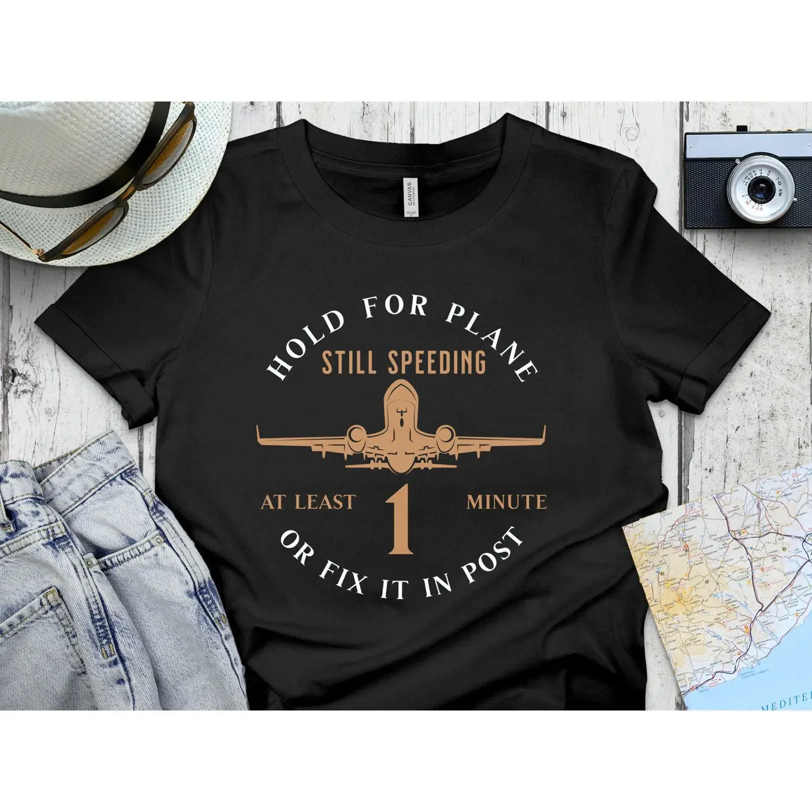Funny Fix It In Post Airplane T Shirt Casual for Film Crew Pilot Aviation Lover Movie Maker vintage Washed Breathable Soft