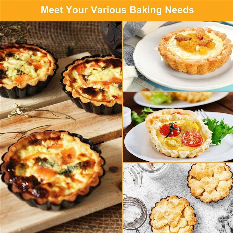 ELEG-Tart Pan Carbon Steel Non-Stick Removable Loose Bottom Carbon Steel 4In Tart Pan, 4 Inch Tart Pans Easy To Operate And Clea