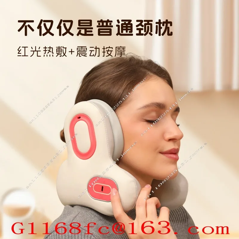 Sleep noise reduction ANC neck massage hot compress portable U-shaped neck pillow portable mobile phone bluetooth music
