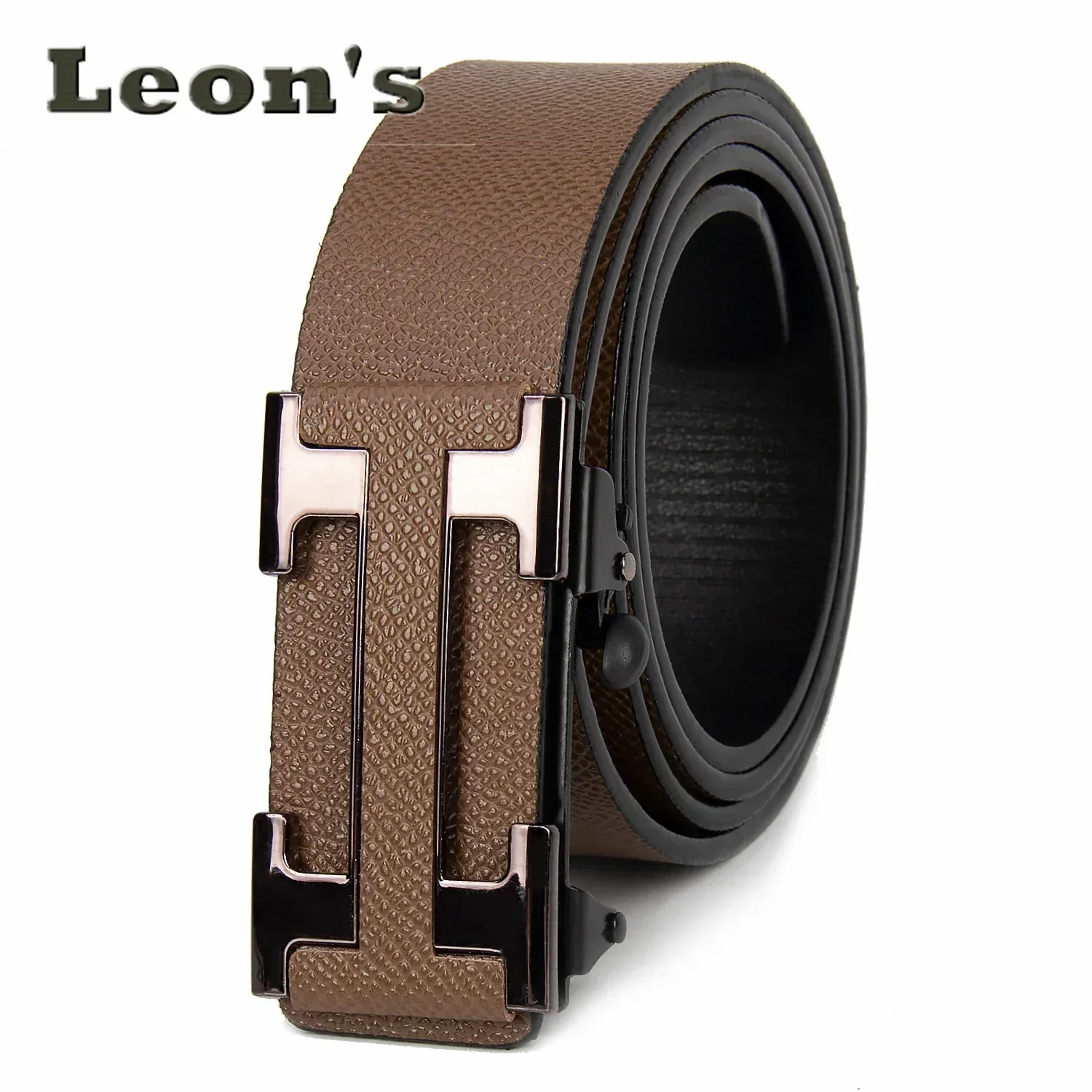 Men Business Belts Famous Brand Durable Leather Belt Dark Color Gift Light Luxury Style Fashion Accessory for Office Wear