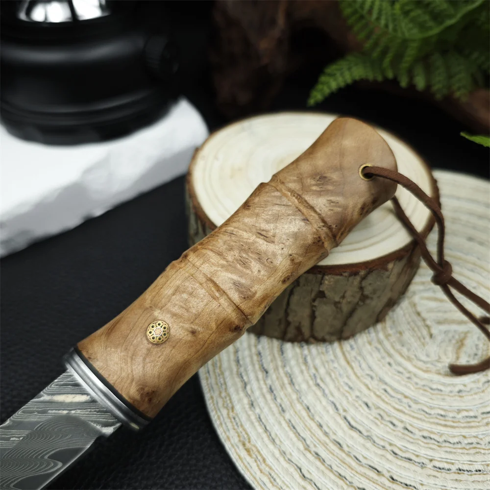 Couteau de poche tactique de chasse, lame damas VG10 de haute dureté, poignées en bois d'ombre, auto-défense, Camping, outils EDC portables