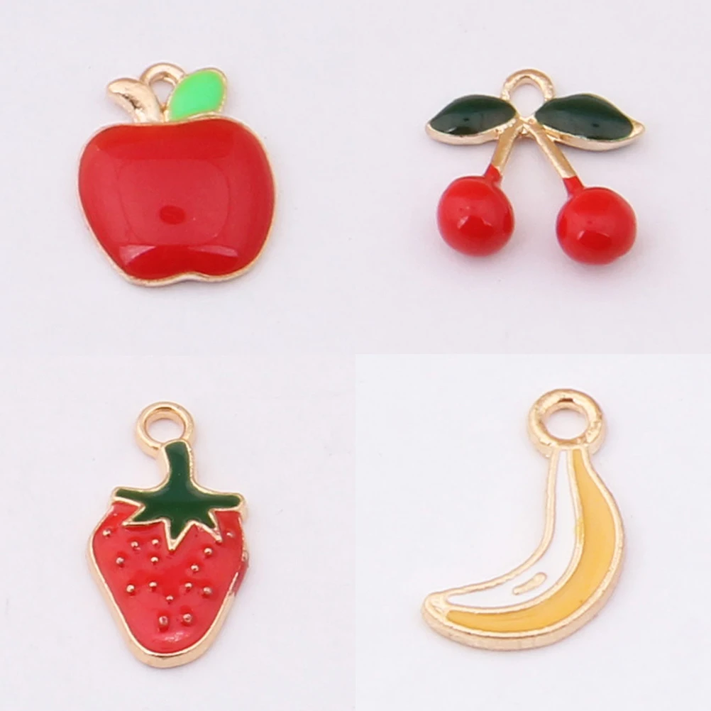 

16PCS K Gold Drop Oil Alloy Small Pendants Bracelet Accessories Diy Jewelry Decor Exquisite Fruit Pendants (Random Style)