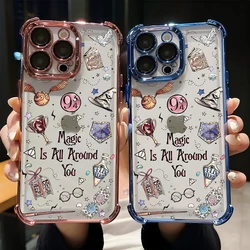 Art Potters Wand Harries 도금 케이스 iPhone 16 15 14 13 12 11 Pro Max X XR XSMax 7 8 Plus 충격 방지 낙하 방지 갑옷 커버