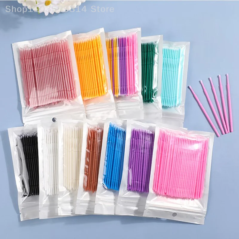 100pcs/pack Bendable Micro Brushes Disposable Microbrush Applicators Eyelash