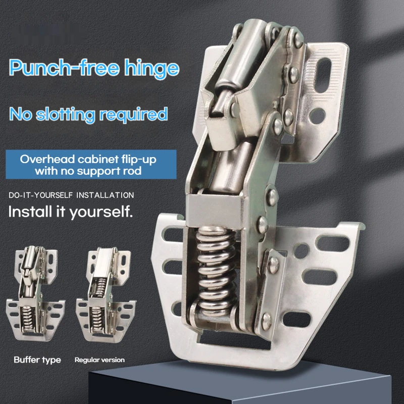 

No Drill Hinges - Heavy Duty Folding Spring Hinges for Wardrobe/Cabinet Door, Rustproof Opening And Closing Hinges
