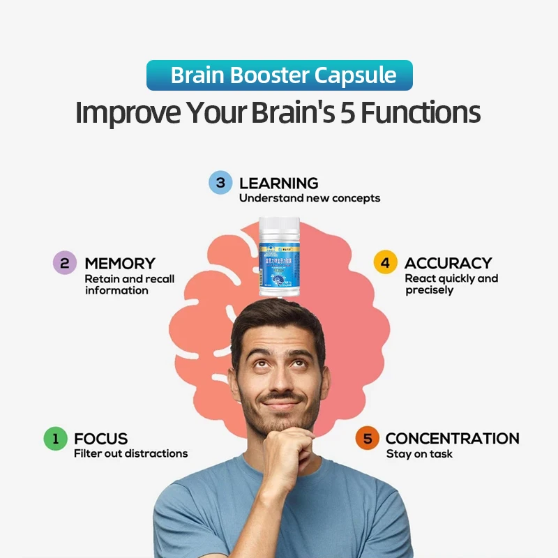 Premium Brain Booster Nootropic Capsule Herbal Nootropics Pills Supplements for Adult & Kids Enhance Focus & Memory CFDA Approve