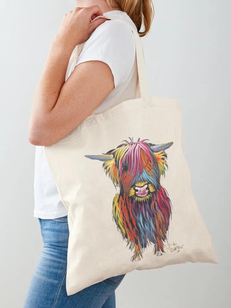 Scottish Hairy Highland Cow ' BRAVE ONe ' by Shirley MacArthur Tote Bag Canvas bag for women great bag