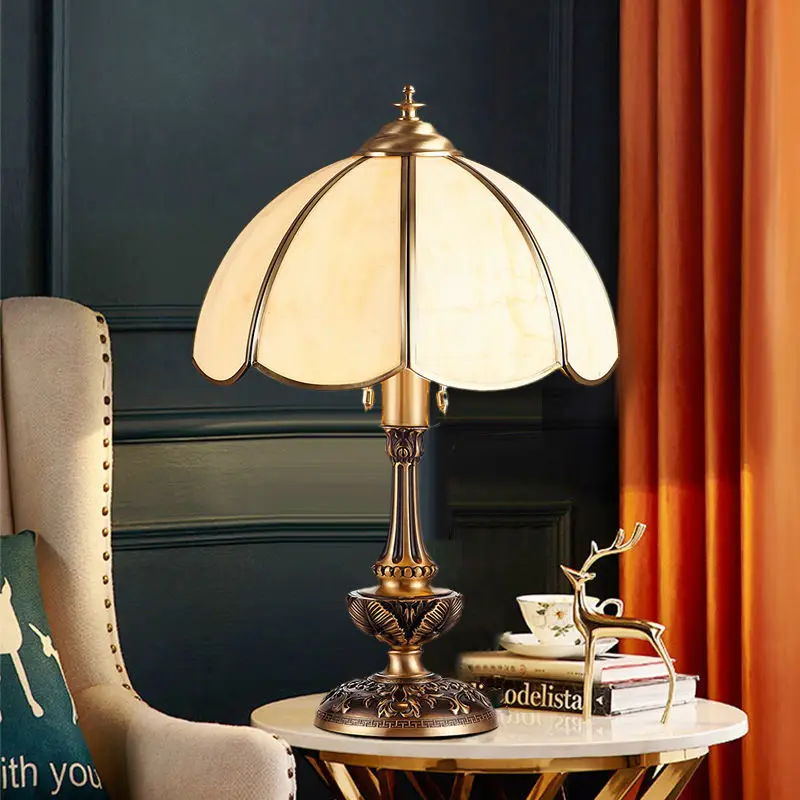 BELLE Modern Brass Table Light LED European Creative Luxury Glass Copper Desk Lamp For Home Living Room Study Bedroom