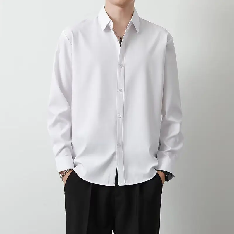 

Casual Faionable Long Sve Men's irt White Busin Formal Wear Slim Fit Inner Wear Autumn Season Suit irt M