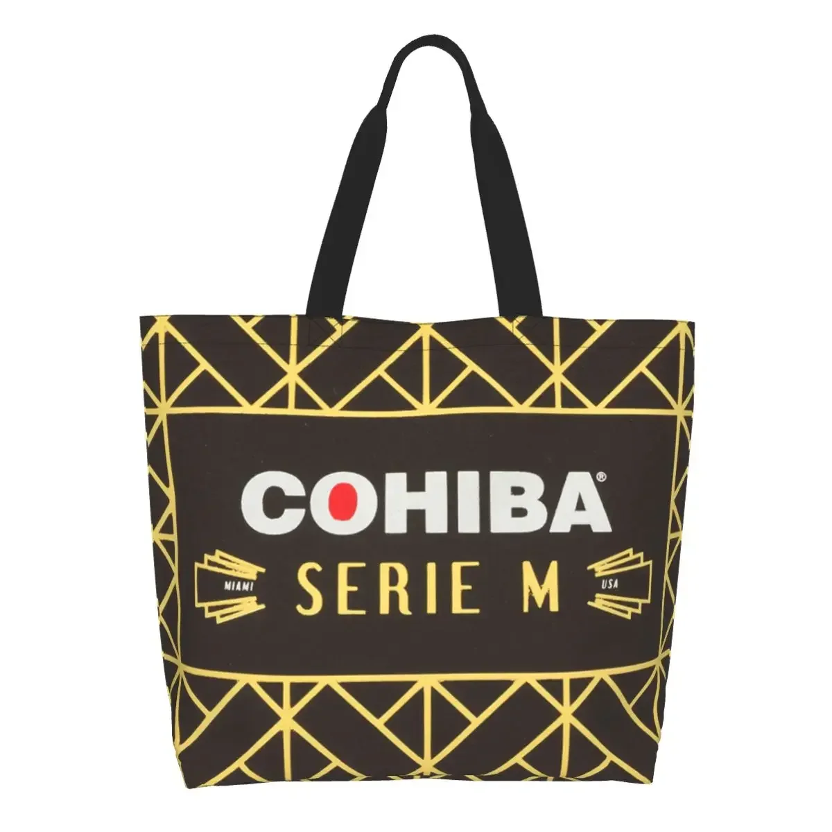 

Custom Cuban Cigars Cohiba Shopping Canvas Bag Women Portable Big Capacity Grocery Tote Shopper Bags