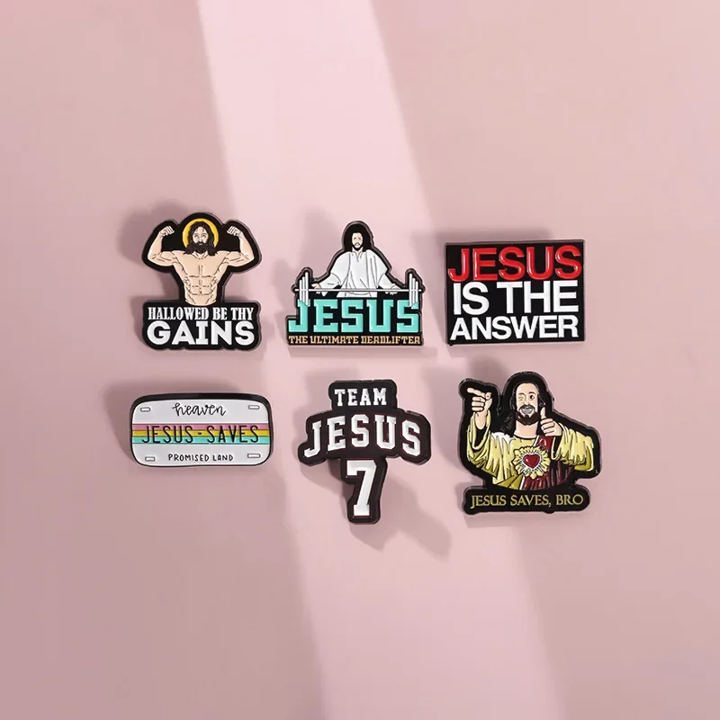 Jesus Is The Answer Enamel Pins Creative Jesus Brooches Backpack Collar Lapel Badge Jewelry Gift for Believer Friends Wholesale