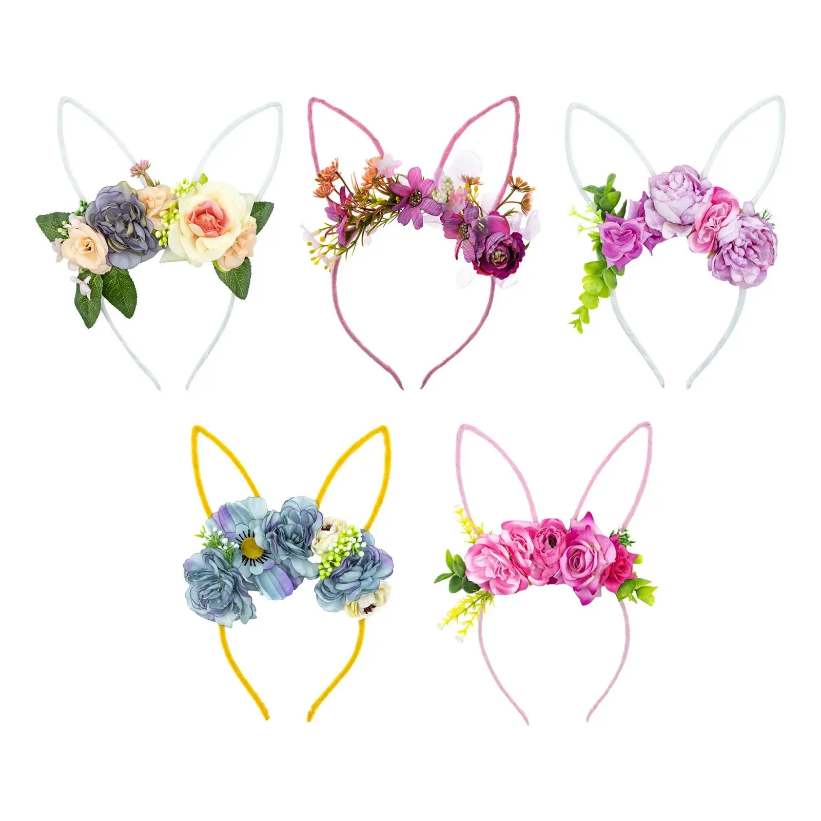 Easter Bunny Ears Headband Hair Accessories Dress Up Flower Hairband Lovely Hair