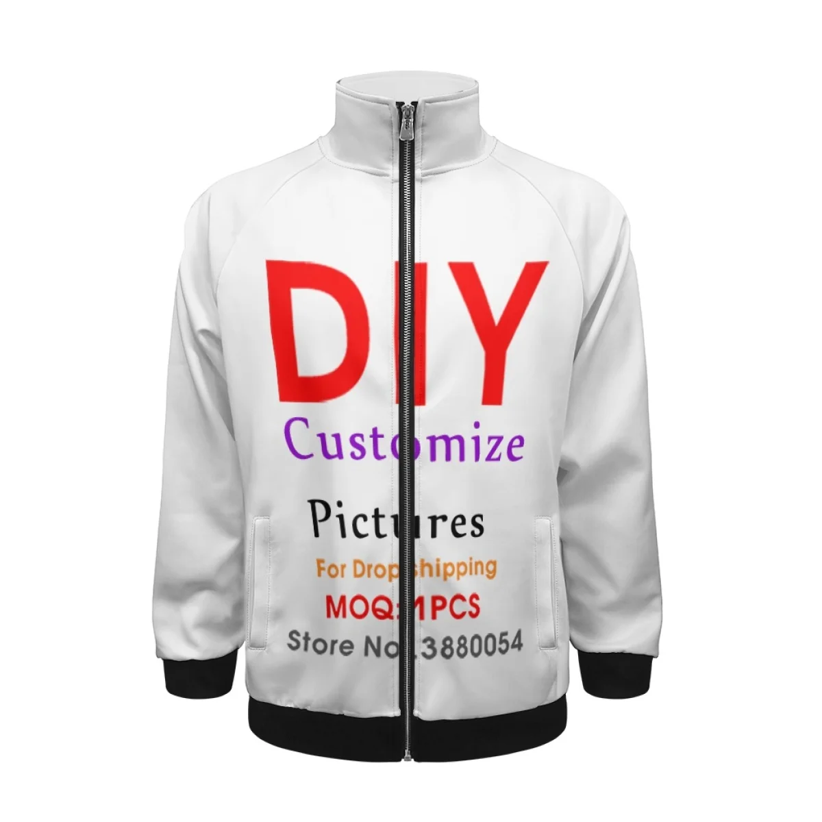 

Noisydesigns Trendy Custom Men's Stand Collar Raglan Sweatshirt Jacket 5XL Autumn Spring Zipper Tops Outerwear Dropshipping