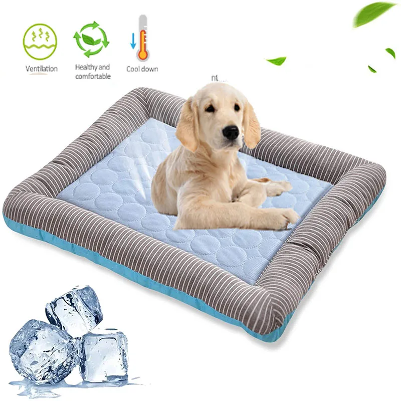 

Cooling Pet Bed For Dogs Summer Ice Silk Cold house Medium-Sized Pet Sofa Puppy Cat Multifunctional Cushion Sleep Kennel Mat