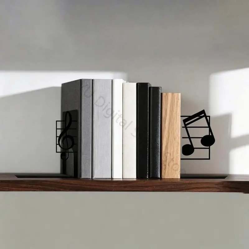 96BA Metal Elegant Bookends Hollow Bookshelfs for Displaying Books, Music Sheets, Books Stand for Display, Book Display Stand