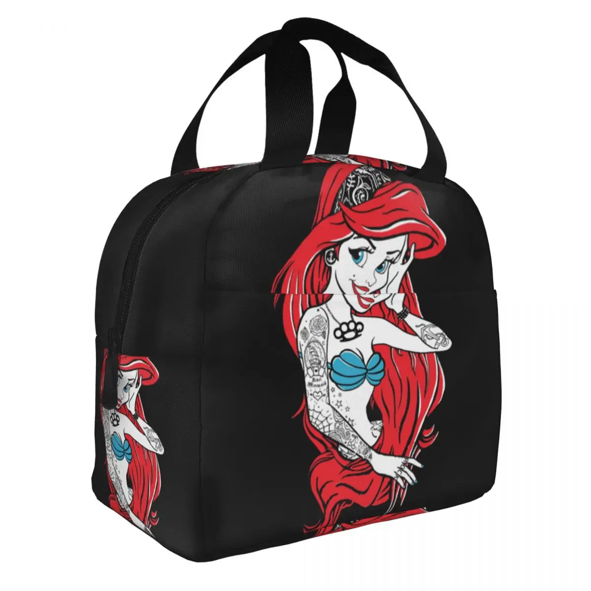 Ariel The Little Mermaid Punk Rock Insulated Lunch Bags Large Lunch Container Cooler Bag Tote Lunch Box Travel Food Storage Bags