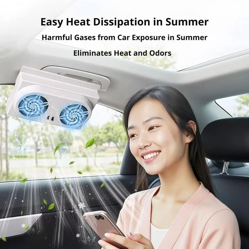 Solar Powered Car Exhaust Fan With New USB Interface Summer Car Fan In Car Cooler Air Circulation Device