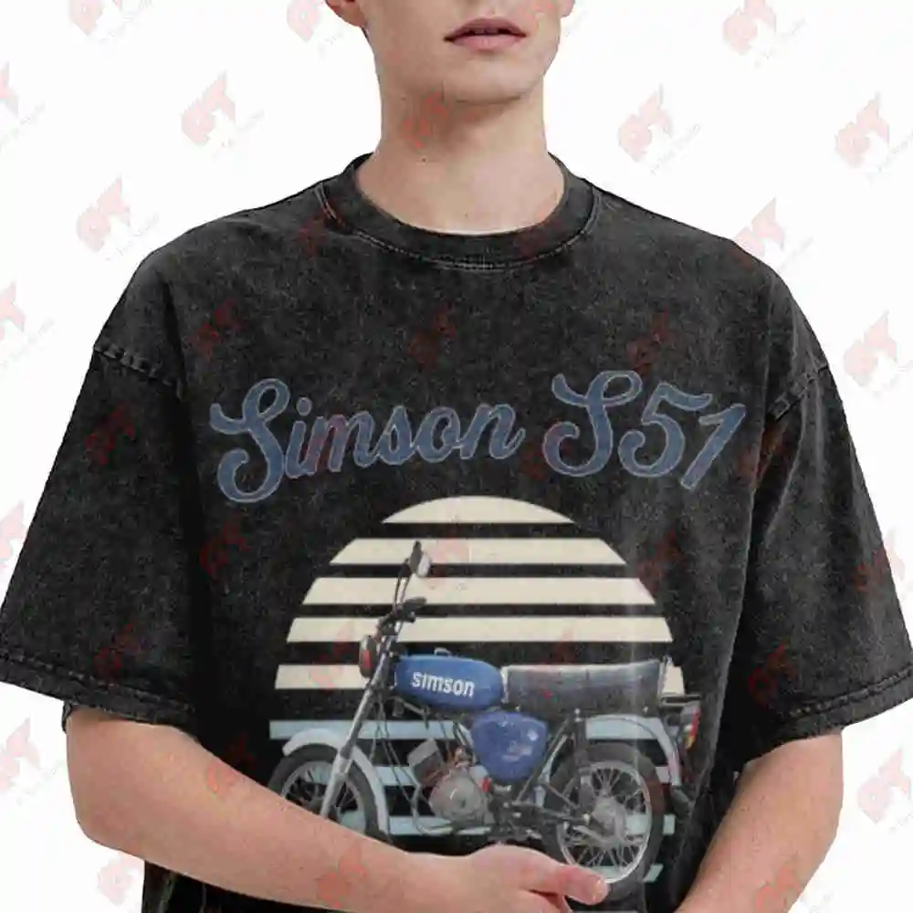 Basic Simson S51 Retrobiker Vintage Washed Tee Pure Cotton T-Shirt