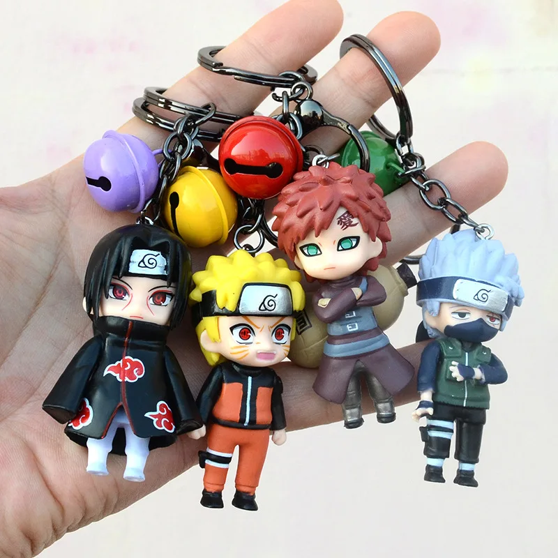Uzumaki Naruto Anime Figures Doll Model Car Keychains Hatake Kakashi Kawaii Anime Figure Keyring Backpack Pendant Kids Toys Gift
