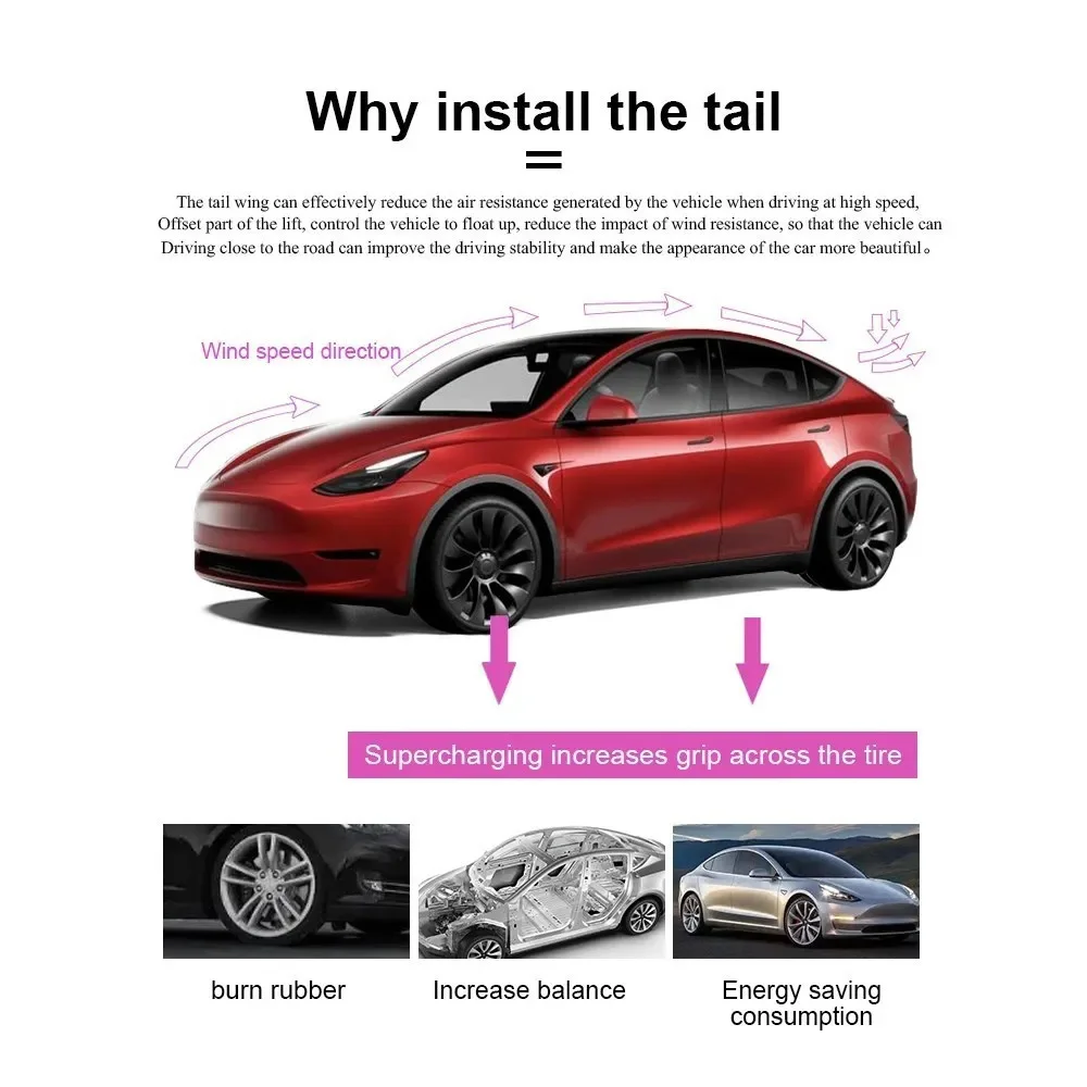 Für tesla modell y 2017 abs Heckspoiler flügel für tesla modell 3 2014-2018 model3 highland autozubehör hoch leistung