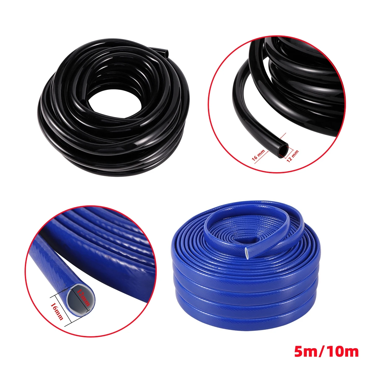 5m/10m DN16mm Garden Drip Irrigation Hose Inner Diameter 12mm Outer Diameter 16mm Yard Lawn Agriculture Watering System 1/2