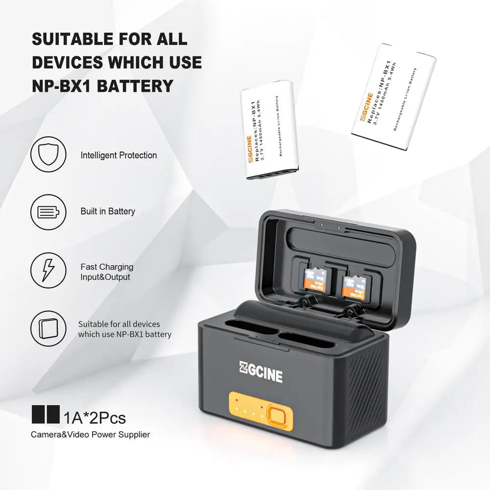 ZGCINE PS-BX1 Kit , Charging Case for Sony NP-BX1 battery with  1450mah battery