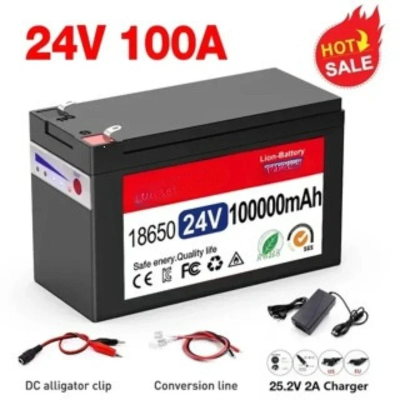 For 24V 100Ah Portable Rechargeable Battery with USB Power Display Port Multi Purpose Backup Power Supply