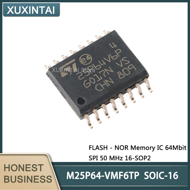 

10Pcs/Lot New Original M25P64-VMF6TP M25P64 FLASH - NOR Memory IC 64Mbit SPI 50 MHz 16-SOP2