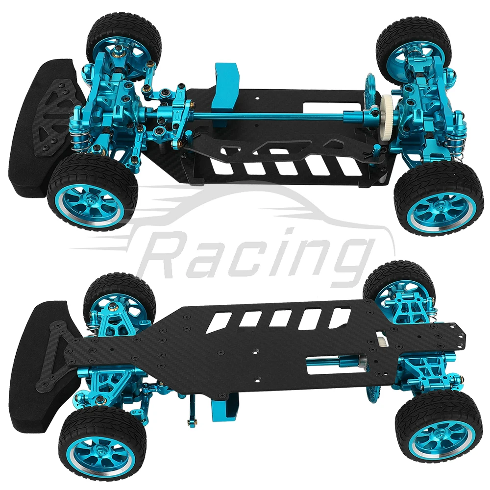 Metal Alloy & Carbon Fiber Frame Chassis with Shock Absorbers Wheels Belt Drive For Tamiya TT02 TT-02 1/10 RC Car Upgraded Parts