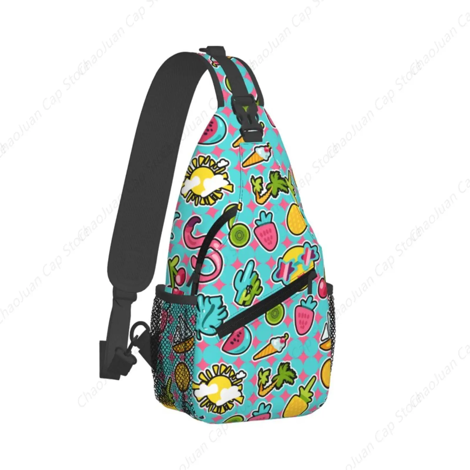 Tropical Summer Fruits Hello Summer Cross Chest Bag Diagonally Hiking Crossbody Bag Travel Shoulder Daypack Lightweight Sling Ba