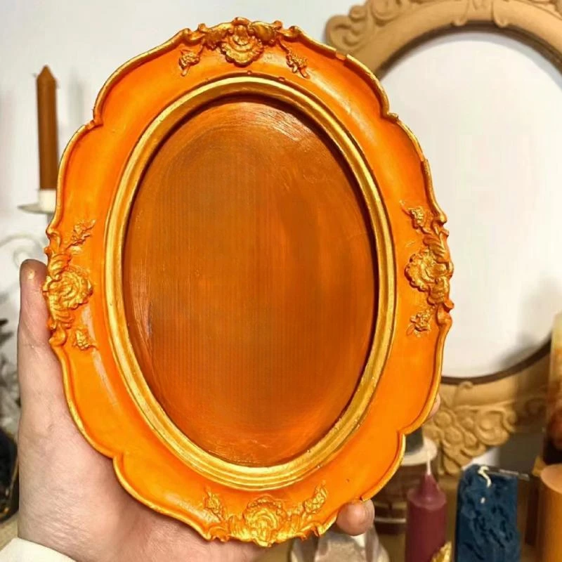 Creative Mirror Frame Aromatherapy Plaster Wax Home Decor Silicone Mold DIY Gypsum Jewelry Display Tray Epoxy Mould