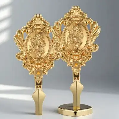 

2Pcs Rose Pattern Zinc Alloy Curtain Holdbacks Vintage Tieback Hooks Drapery Side Holders Wall Decorations Elegant