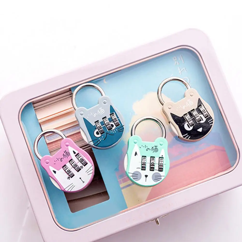 Code Number Lock Excellent Accurate Anti-theft Household Accessories Dial Digits Padlock Number Password Lock Cute Cartoon Cat