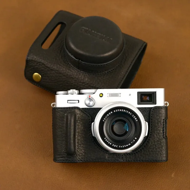 Imagem -03 - Design para Fujifilm X100v Fujinon Artesanal de Couro Genuíno Bolsa da Câmera Proteção Completa Case Capa