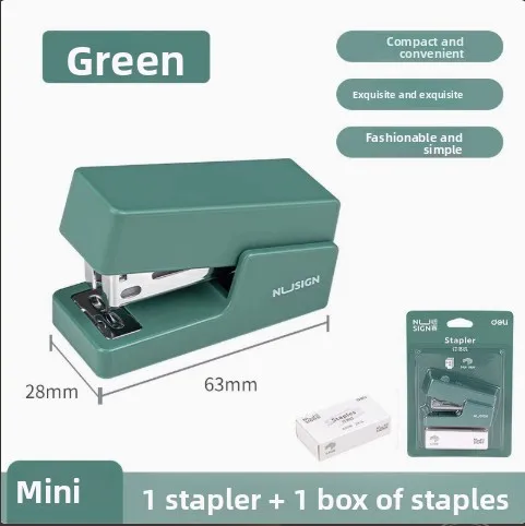 KHINSUN Mini Stapler Set Portable Color Paper Binding Machine Use 24/6 26/6 Staples Fashion Stationery Office Supplies