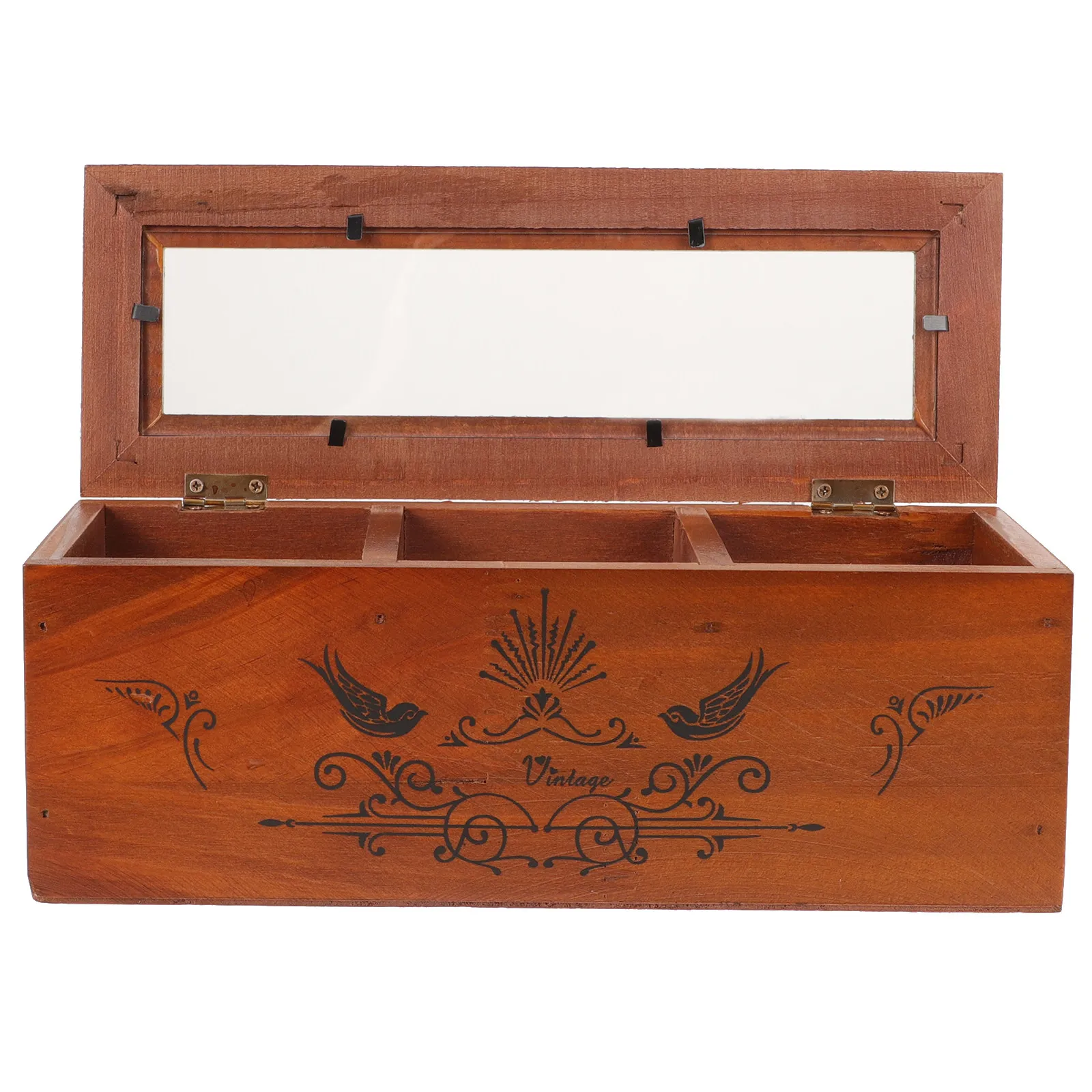 

Настольная деревянная шкатулка для украшений с 3 отделениями в винтажном стиле, органайзер для колец, ожерелий, серег, идеальный подарок для жены, дочери