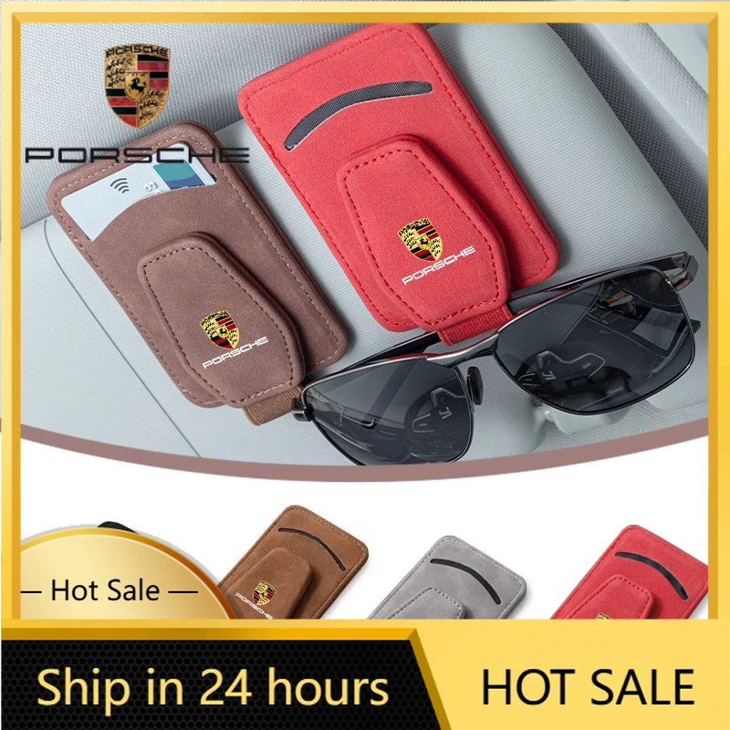 

Держатель для очков и карт из замши на солнцезащитный козырек для Porsche Cayenne, Panamera, Macan, 911 (1 шт.)