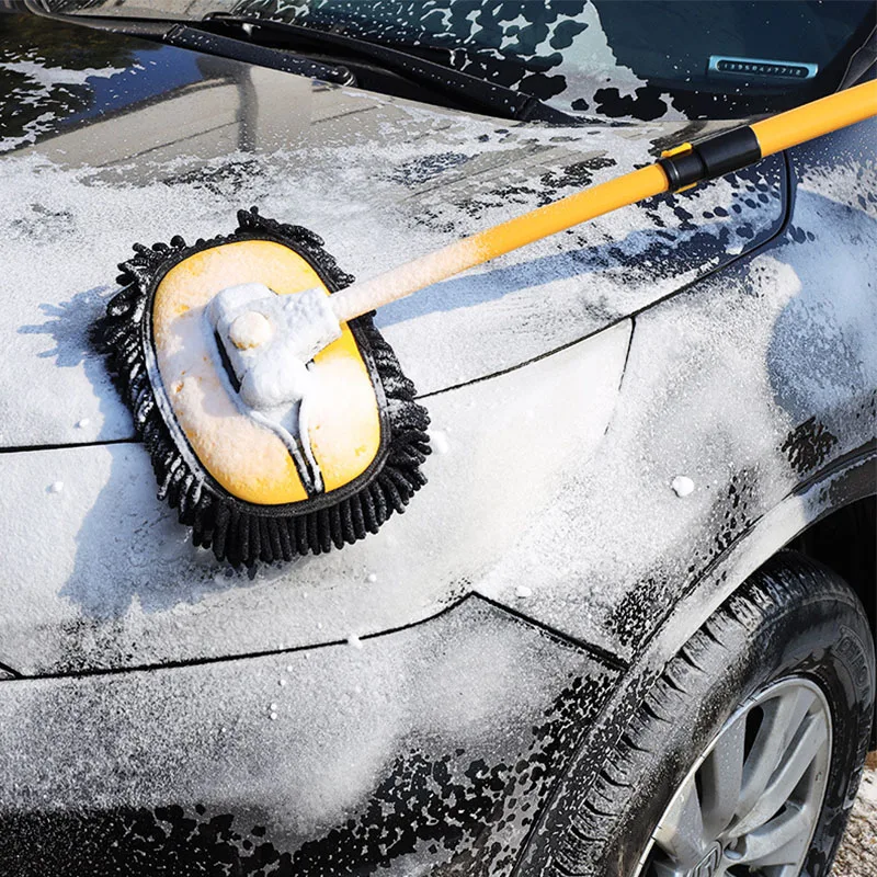 Car Wash Mop Cleaning Brush Telescoping Long Handle Cleaning Mop Retractable Bent Bar Car Wash Brush Car Cleaning Tools