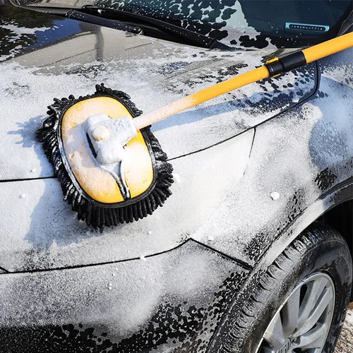 Imagen 2 del producto Fregona para lavado de coches, cepillo de limpieza telescópico con mango largo, fregona de limpieza, barra doblada retráctil, cepillo para lavado de coches, Herramientas de limpieza de coche