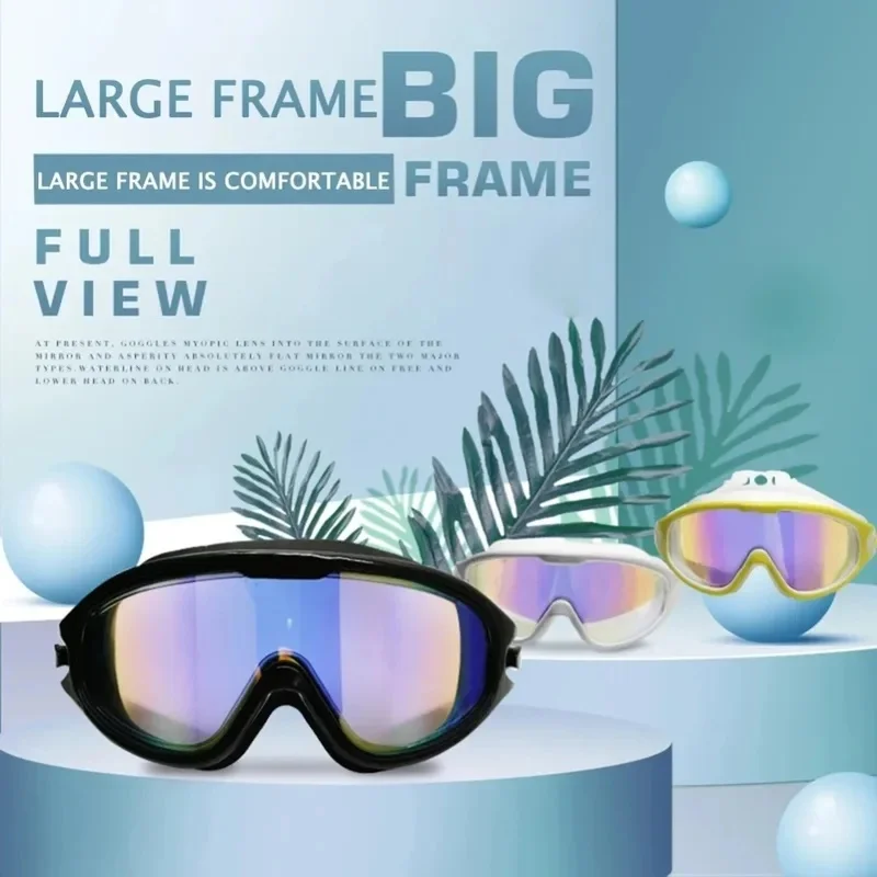 Mirrored Adult Swim Goggles – Anti-Fog UV, Large Frame, Durable Optical Lens, Secure Seal for Pool & Open Water