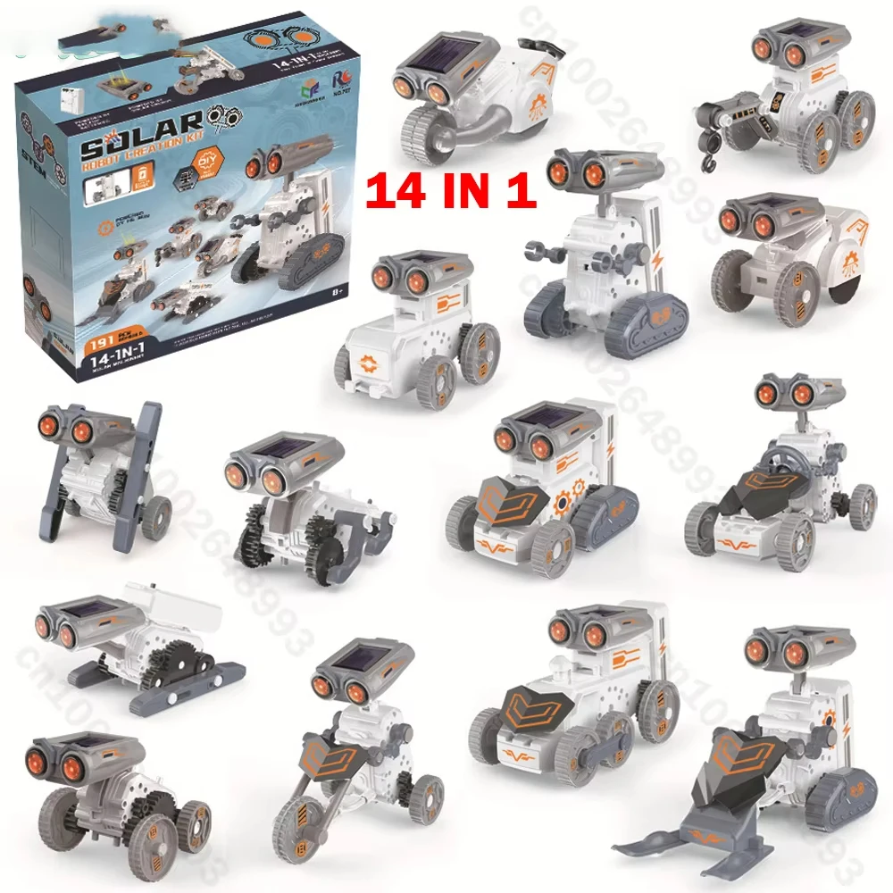 

14-in-1 Solar Robot Puzzle Toys Education DIY Assembled Building Science Experiment Kit for Kids Solar Powered By Sun Robot Kits