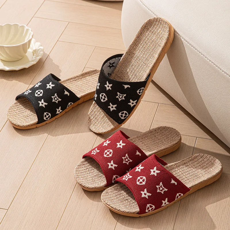 Hemp Women's Slippers Home Spring Summer Luxury Designer Woman Shoes Flats Indoor Elegant Slides Fashion Soft Sole Lightweight