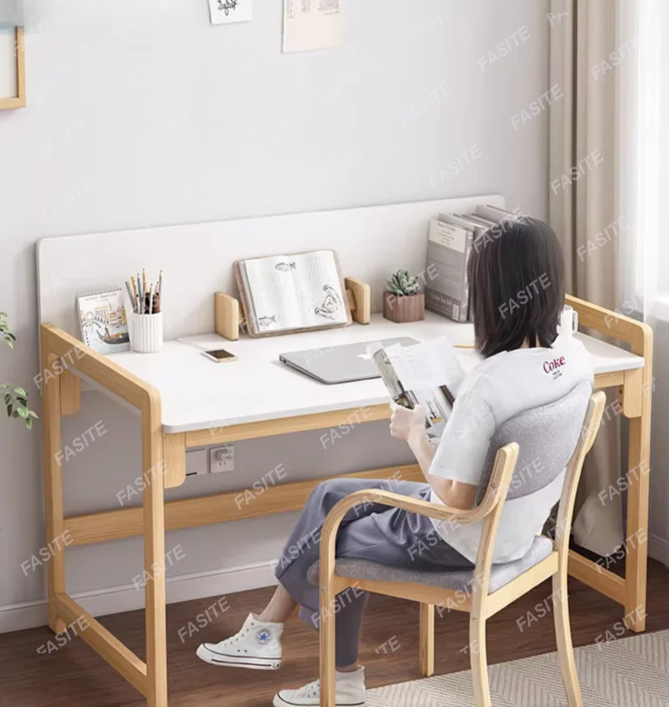 Solid Wood Elevating Writing Office Study Classmate PC Desk