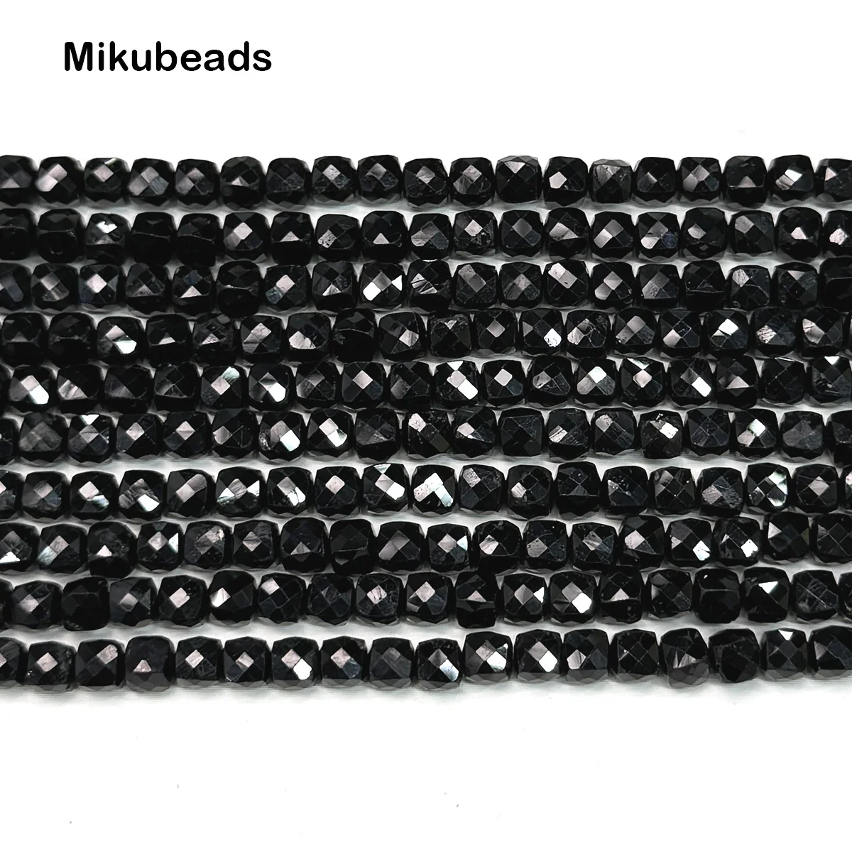 Wholesale Natural 4*4mm Black tourmaline Faceted Square Loose Beads For Jewelry Making DIY Bracelets Necklace