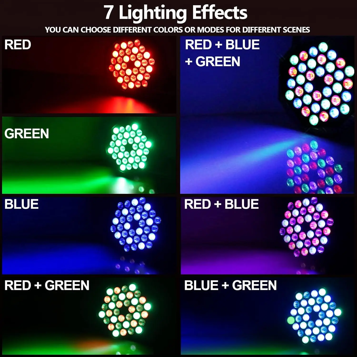 36 Led Spotlights, Par Lights Rgb Spotlights Stage Lights, 10 Modes Dj Lights Stage Lighting, with Sound-Activated Remote Control and Dmx Stage Lighting, Suitable for Events, Wedding Parties, Christmas, Birthdays, Background Lighting, Garden Wall Lights, Professional Stage Lighting Decoration
