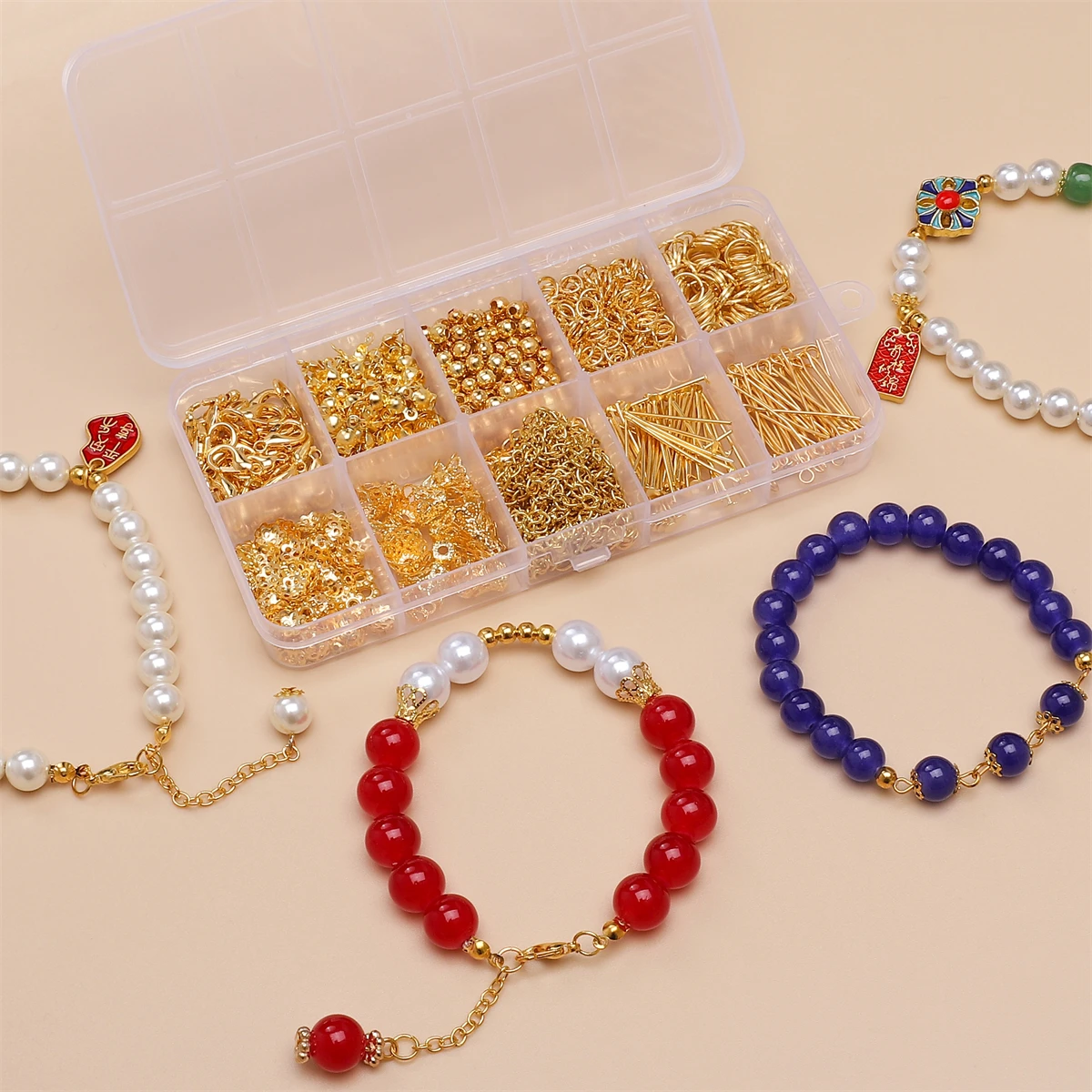 10 Grid Jewelry Accessories Set Charm DIY Jewelry Creation Materials Phone Chain Necklace Metal Accessories Metal Chain Jewelry