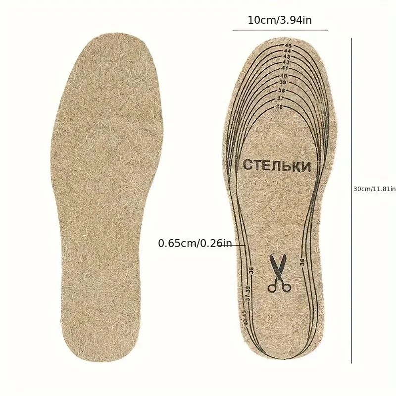 Wool Felt Insoles For Shoes Men Women Warm Shock-absorbing Insoles Shoes Pad Inlegzolen Heren Plantillas Adhesivas Para Zapatos image 3