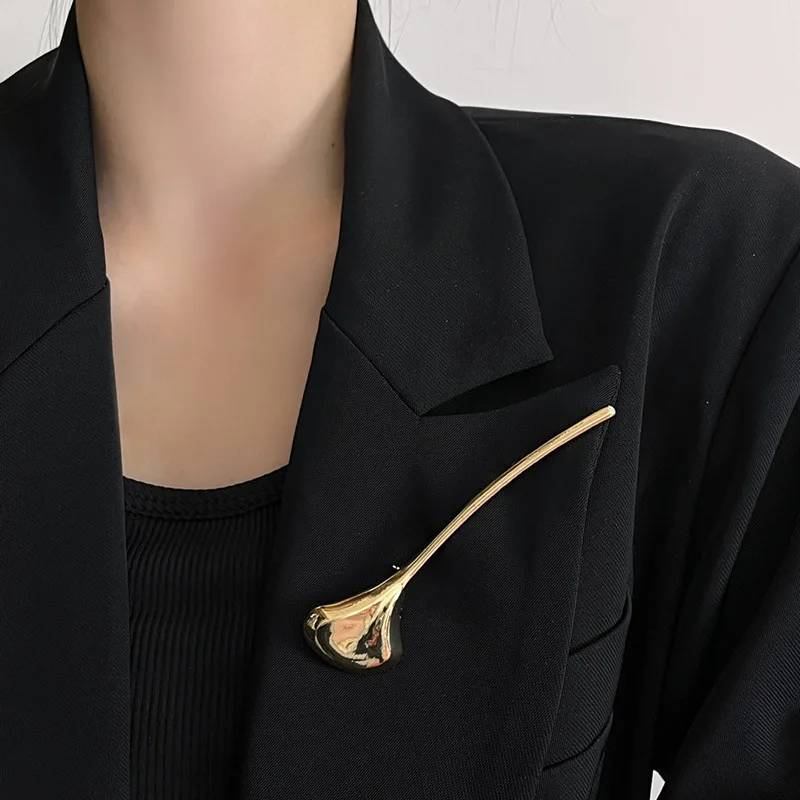 Smooth Ginkgo Leaves Brooches for Women Stainless Steel Suit Corsage Pins Lady Geometric Overcoat Badge Party Jewelry Gifts X image 5